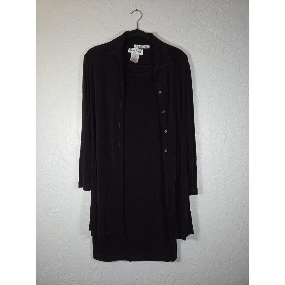 2pc Ronni Nicole Sz 8 Set Slinky Plum Tank Dress & Duster Jacket Womens